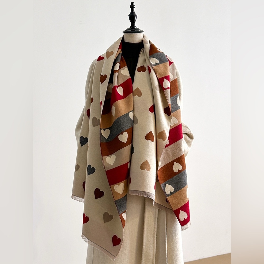 Heart Pattern Warm Scarf